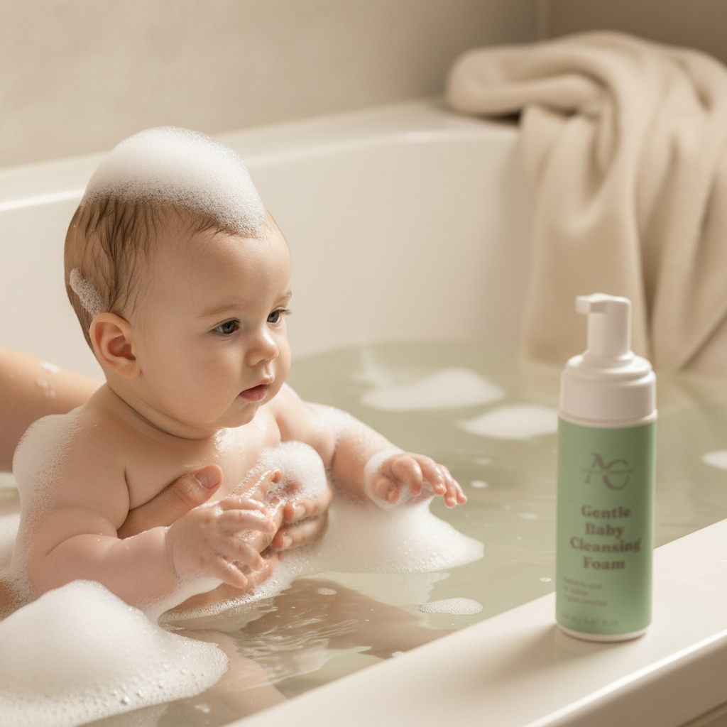 Baby Bath with Foam - Light Sage