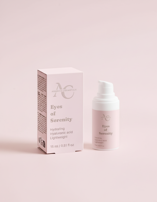 Eyes of Serenity with packaging pink background