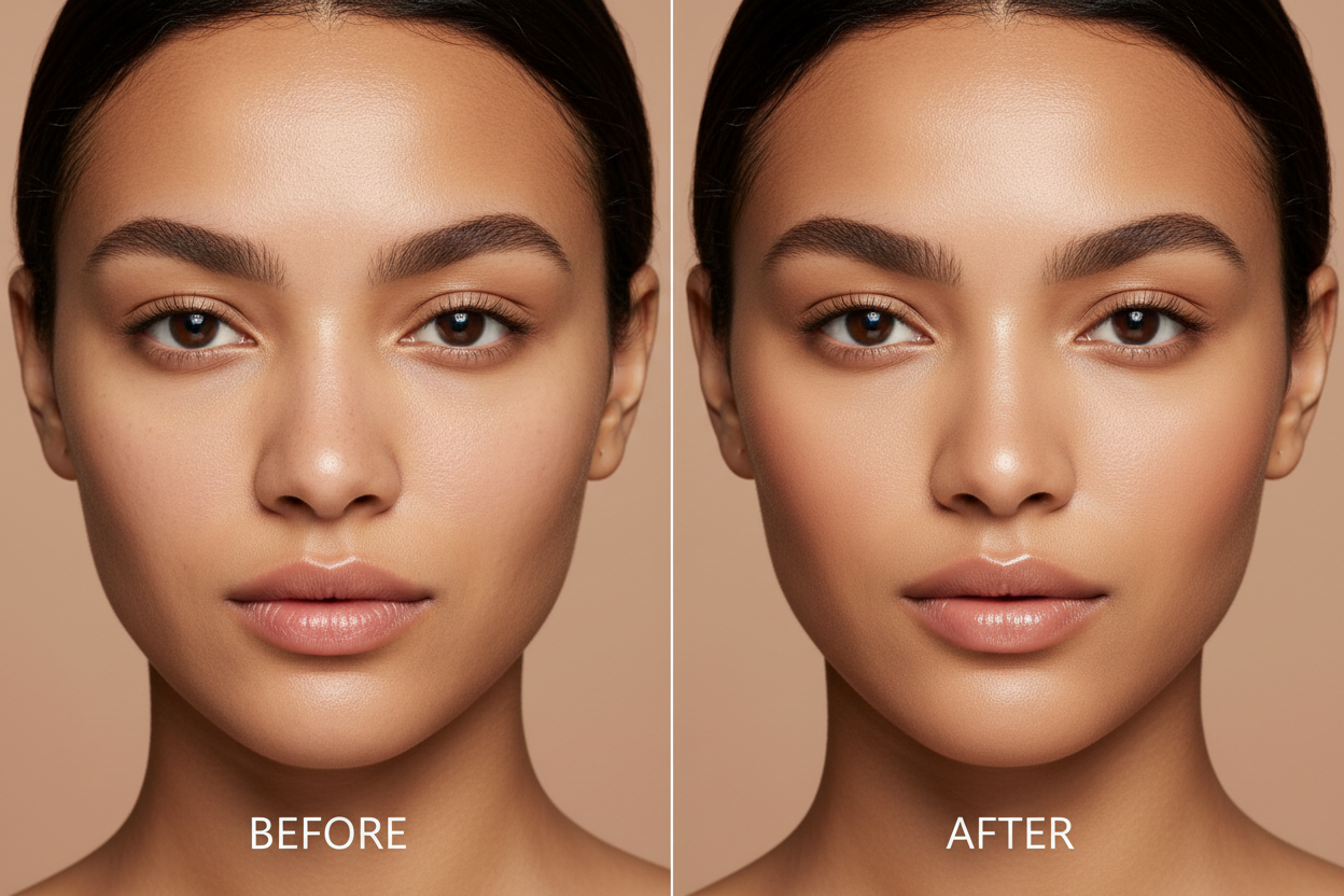 Foundation 25 Medium Warm - Before & After