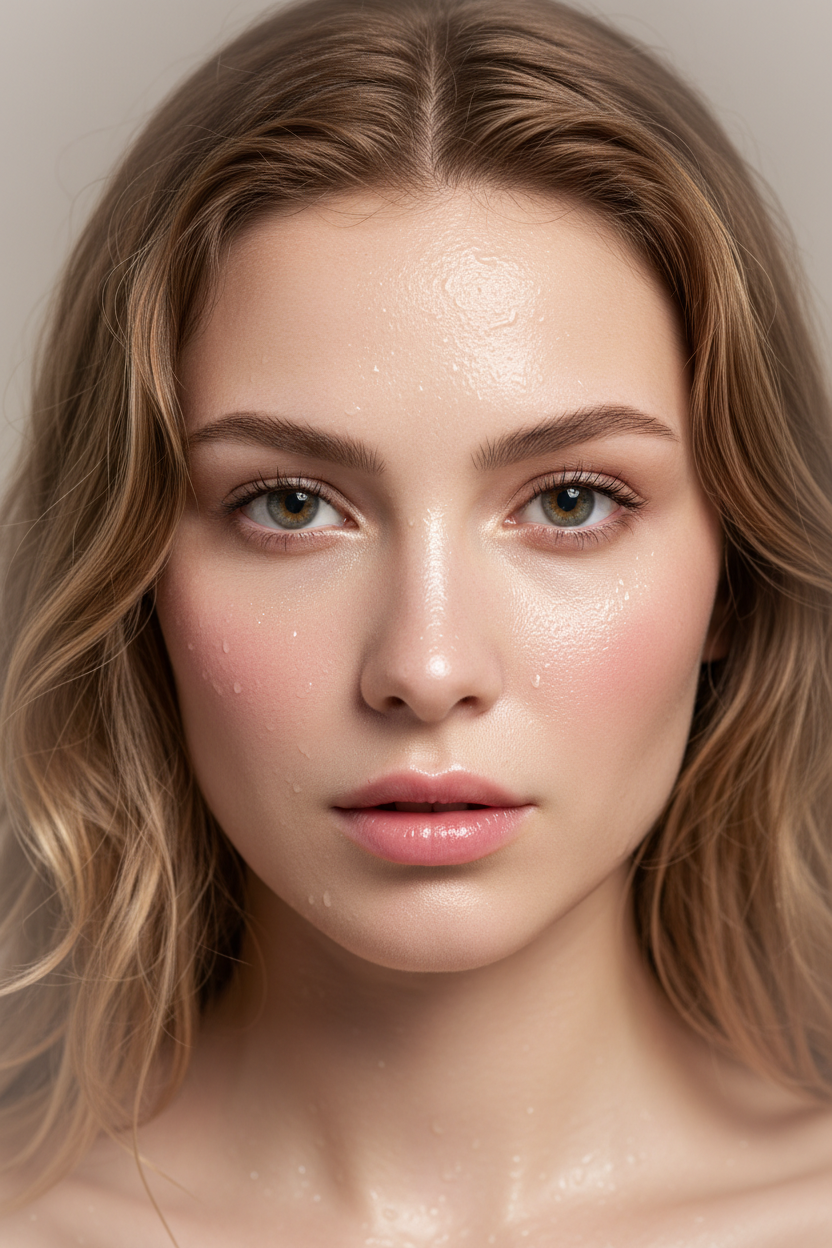 Glass Skin - European Woman Dewy Glow