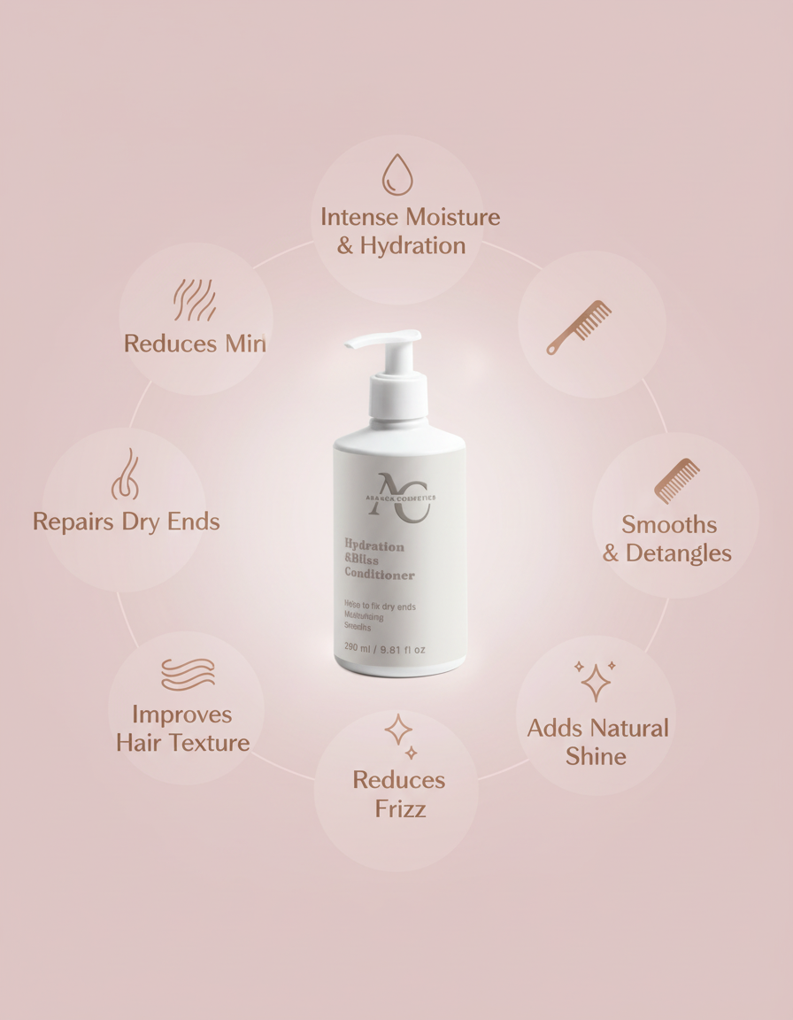 Hydration & Bliss Conditioner Key Benefits with product