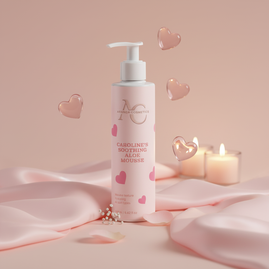 Caroline's Soothing Aloe Mousse Limited Edition Mother's Day with hearts