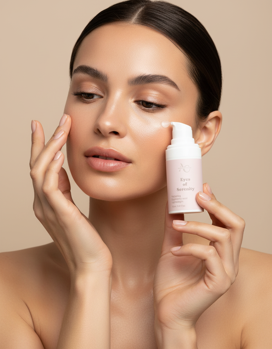 Lifestyle shot vrouw met oogcrème