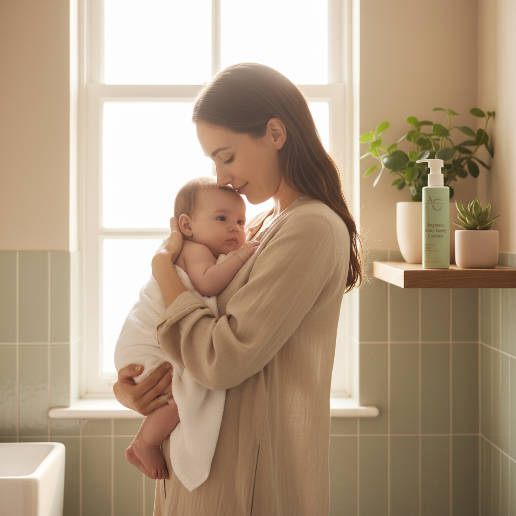 Mother Cuddling Baby After Bath