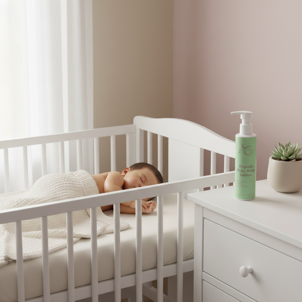 Peaceful Baby Sleeping After Lotion