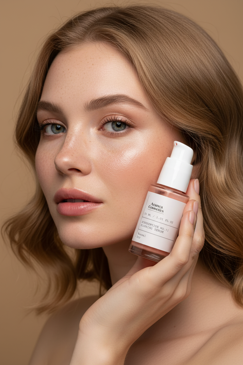 Strawberry blonde vrouw Hexapeptide Serum